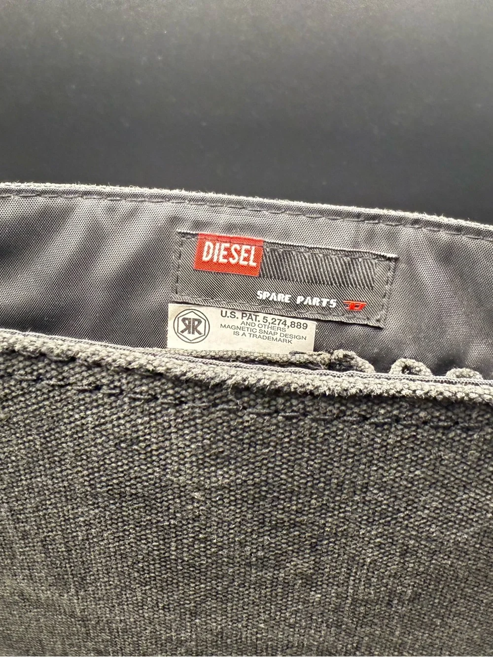 Diesel Olive Canvas Messenger Bag with Black Leather Accents